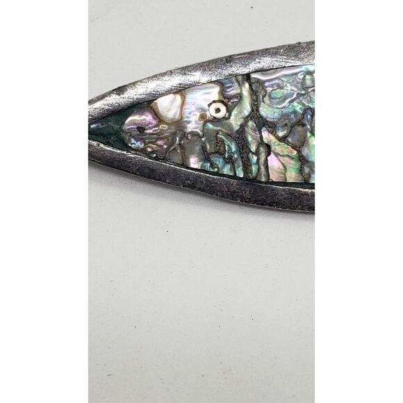 Mexico Brooch Taxco Sterling Silver & Abalone Inlay Fish Deep Sea Signed - Picture 6 of 14